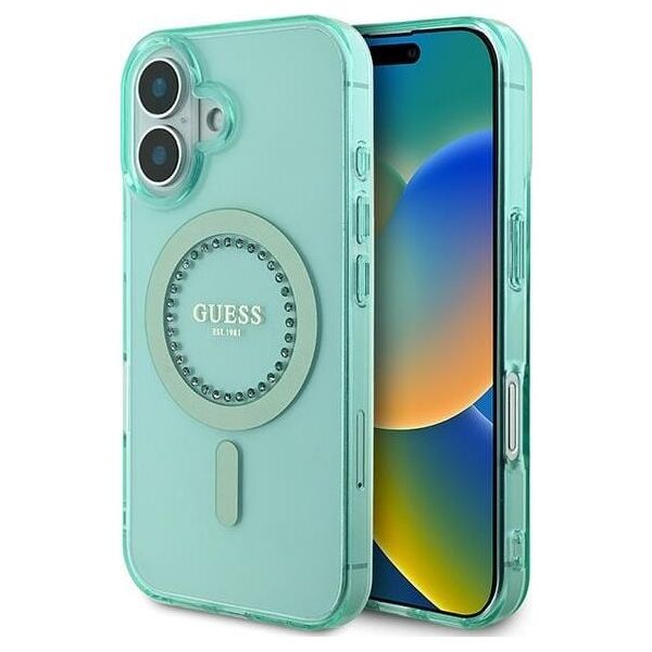 Guess Guess GUHMP16MPFTDTEN iPhone 16 Plus 6.7" zielony/green hardcase IML Rhinestones MagSafe