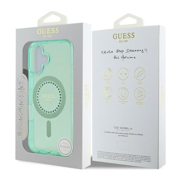 Guess Guess GUHMP16MPFTDTEN iPhone 16 Plus 6.7" zielony/green hardcase IML Rhinestones MagSafe