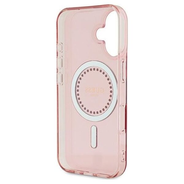 Guess Guess GUHMP16SPFTDTEP iPhone 16 6.1" różowy/pink hardcase IML Rhinestones MagSafe