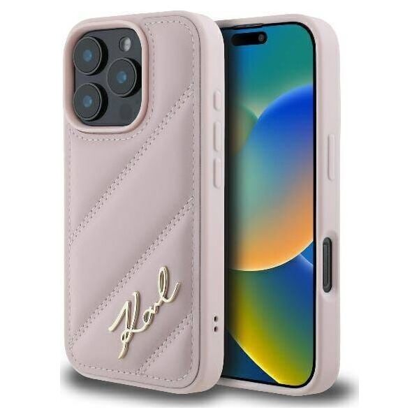 Karl Lagerfeld Karl Lagerfeld KLHCP16LPQDSMGP iPhone 16 Pro 6.3" różowy/pink hardcase Quilted Signature