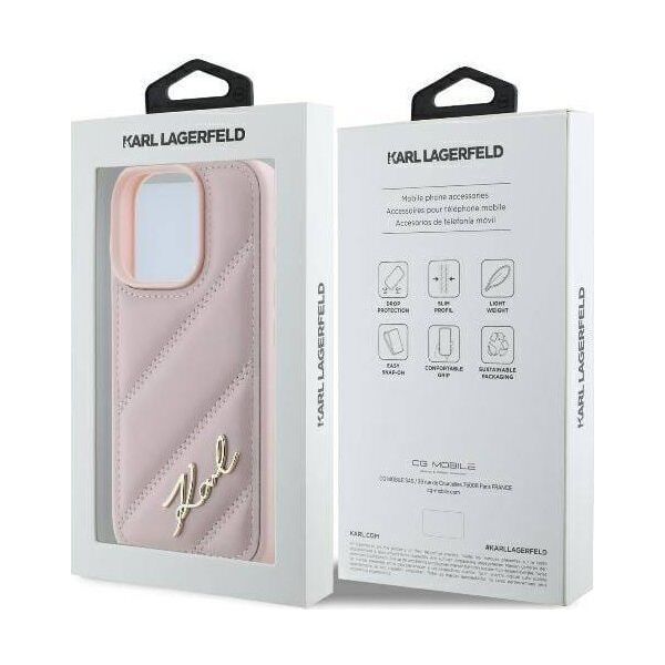 Karl Lagerfeld Karl Lagerfeld KLHCP16LPQDSMGP iPhone 16 Pro 6.3" różowy/pink hardcase Quilted Signature