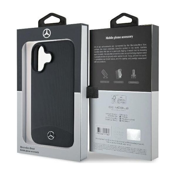 Mercedes Mercedes MEHMP16S23RBARK iPhone 16 6.1" czarny/black hardcase Textured And Plain Leather MagSafe