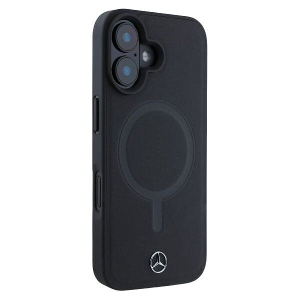 Mercedes Mercedes MEHMP16S23RCMK iPhone 16 6.1" czarny/black hardcase Plain Smooth Leather MagSafe