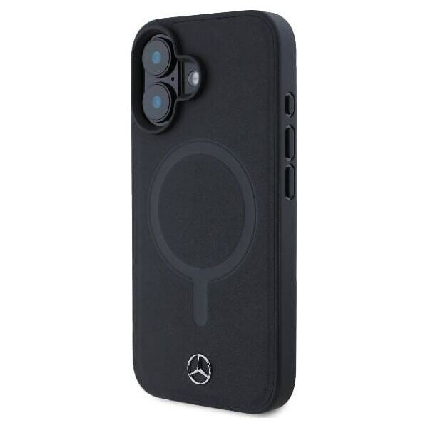 Mercedes Mercedes MEHMP16S23RCMK iPhone 16 6.1" czarny/black hardcase Plain Smooth Leather MagSafe