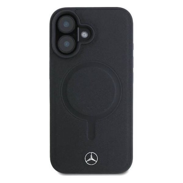 Mercedes Mercedes MEHMP16S23RCMK iPhone 16 6.1" czarny/black hardcase Plain Smooth Leather MagSafe
