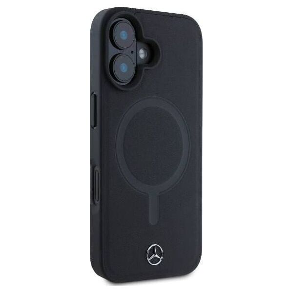 Mercedes Mercedes MEHMP16S23RCMK iPhone 16 6.1" czarny/black hardcase Plain Smooth Leather MagSafe