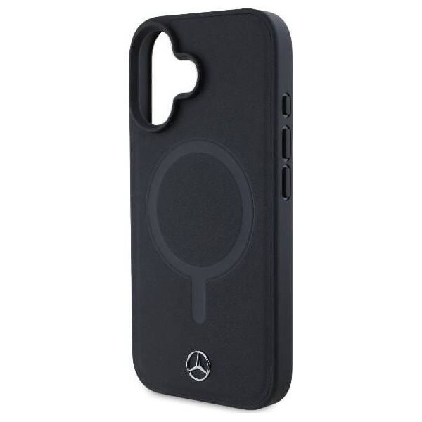 Mercedes Mercedes MEHMP16S23RCMK iPhone 16 6.1" czarny/black hardcase Plain Smooth Leather MagSafe