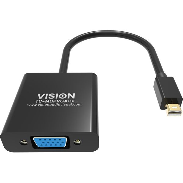 Προσαρμογέας AV Vision VISION Επαγγελματικός προσαρμογέας Mini-DisplayPort σε VGA - 30 ΧΡΟΝΙΑ ΕΓΓΥΗΣΗ - Μέγιστη ανάλυση 1920 x 1080 - Χωρίς μετατροπή από VGA σε DP - Hotplug - mDP (M) σε VGA (F) - Εξωτερική διάμετρος 5,5 mm - 32 AWG - Ges