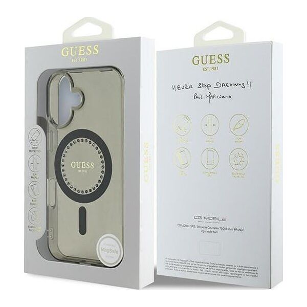 Guess Guess GUHMP16MPFTDTEK iPhone 16 Plus 6.7" czarny/black hardcase IML Rhinestones MagSafe