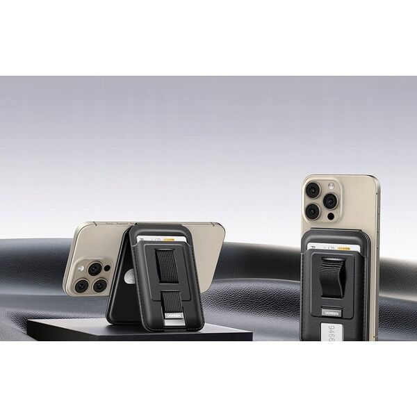 Ugreen Uniwersalny portfel magnetyczny z uchwytem na palec UGREEN LP836 MagSafe czarny