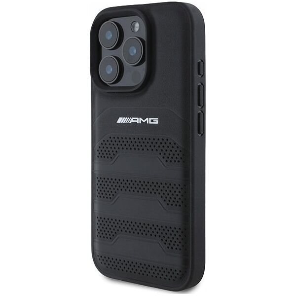 Mercedes AMG AMHCP16XGSEBK iPhone 16 Pro Max 6.9" czarny/black hardcase Leather Debossed Lines Black Logo