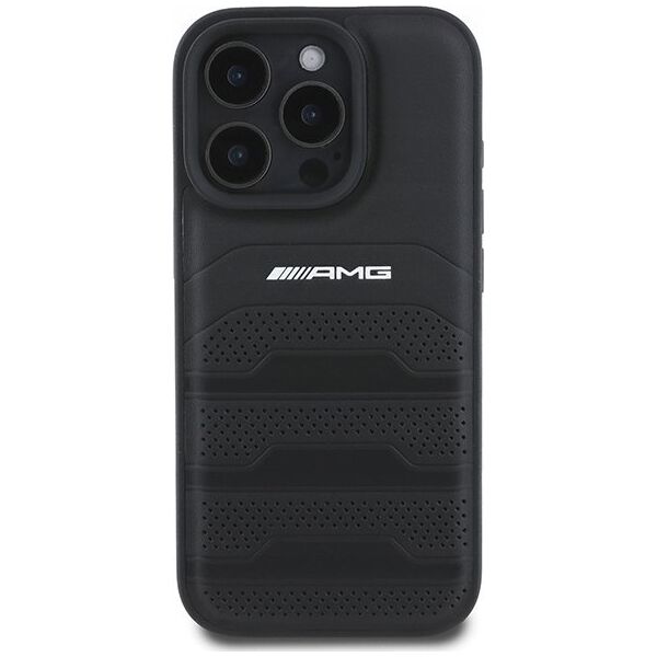 Mercedes AMG AMHCP16XGSEBK iPhone 16 Pro Max 6.9" czarny/black hardcase Leather Debossed Lines Black Logo