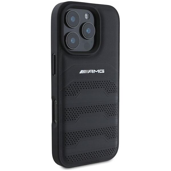 Mercedes AMG AMHCP16XGSEBK iPhone 16 Pro Max 6.9" czarny/black hardcase Leather Debossed Lines Black Logo