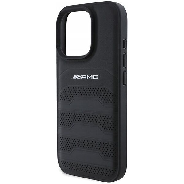 Mercedes AMG AMHCP16XGSEBK iPhone 16 Pro Max 6.9" czarny/black hardcase Leather Debossed Lines Black Logo
