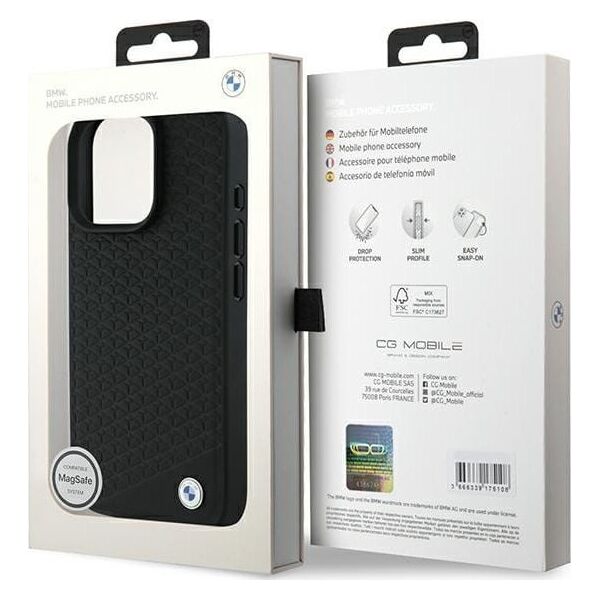 BMW BMW BMHMP16X23RDDK iPhone 16 Pro Max 6.9" czarny/black hardcase Sign Leather Diamond Metal Logo MagSafe