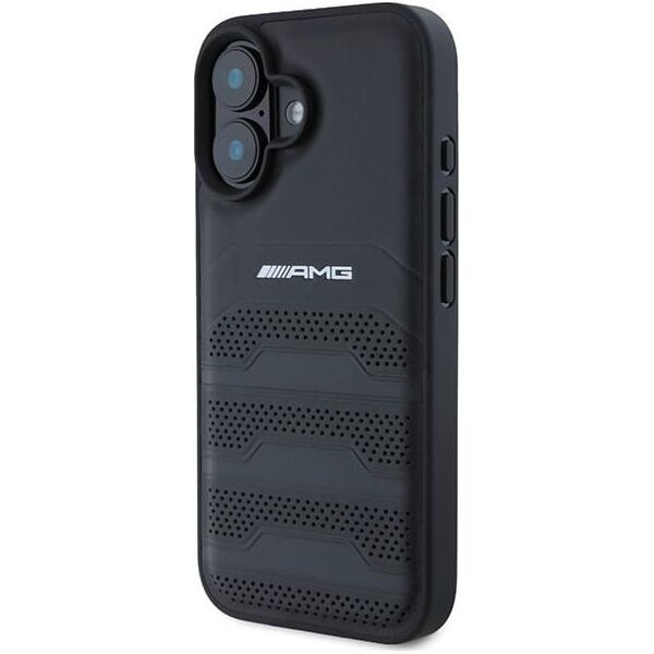 Mercedes AMG AMHCP16SGSEBK iPhone 16  6.1" czarny/black hardcase Leather Debossed Lines Black Logo