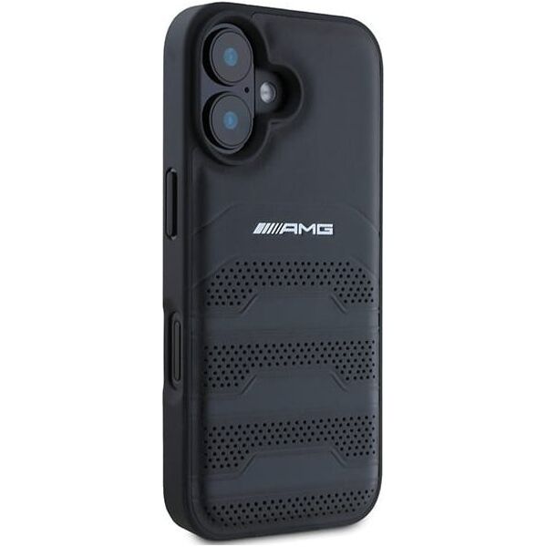 Mercedes AMG AMHCP16SGSEBK iPhone 16  6.1" czarny/black hardcase Leather Debossed Lines Black Logo