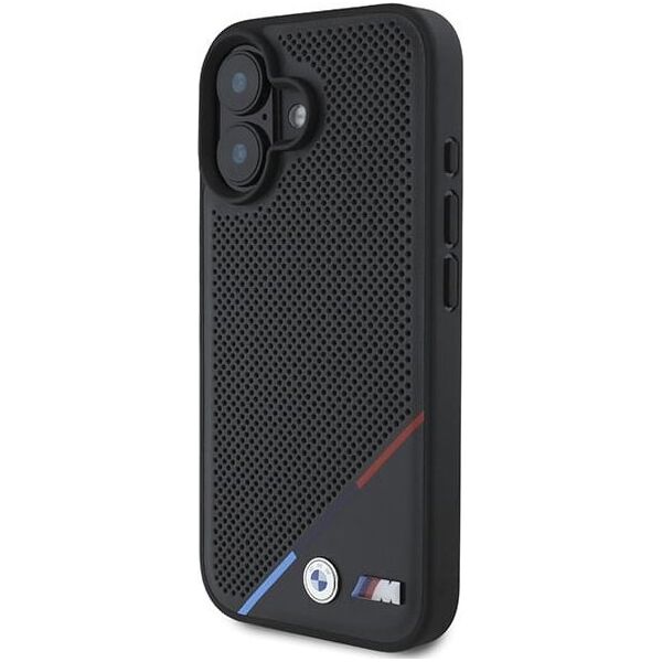 BMW BMW BMHMP16S23PUPDK iPhone 16 6.1" czarny/black hardcase M Perforated Tricolor Line MagSafe