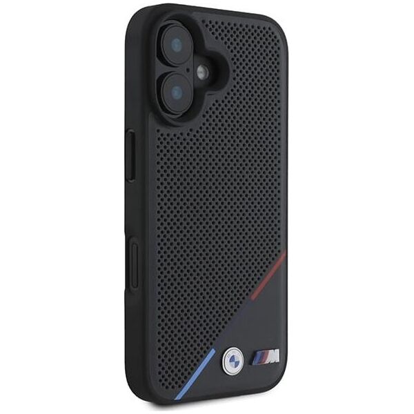 BMW BMW BMHMP16S23PUPDK iPhone 16 6.1" czarny/black hardcase M Perforated Tricolor Line MagSafe