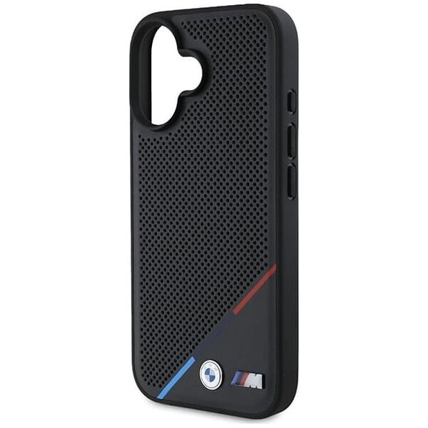 BMW BMW BMHMP16S23PUPDK iPhone 16 6.1" czarny/black hardcase M Perforated Tricolor Line MagSafe