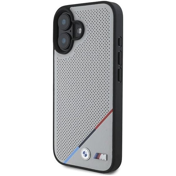 BMW BMW BMHMP16S23PUPDG iPhone 16 6.1" szary/grey hardcase M Perforated Tricolor Line MagSafe