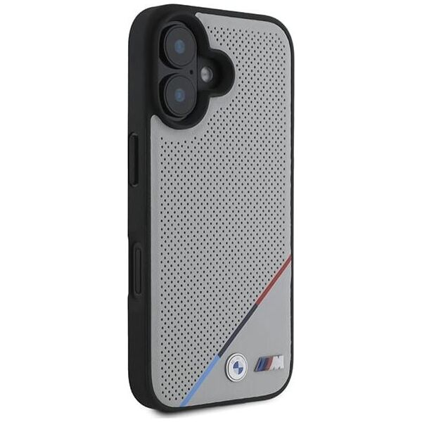 BMW BMW BMHMP16S23PUPDG iPhone 16 6.1" szary/grey hardcase M Perforated Tricolor Line MagSafe