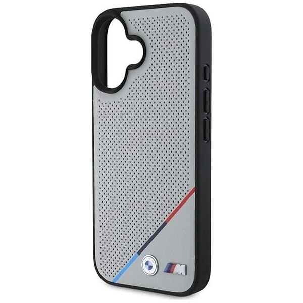 BMW BMW BMHMP16S23PUPDG iPhone 16 6.1" szary/grey hardcase M Perforated Tricolor Line MagSafe