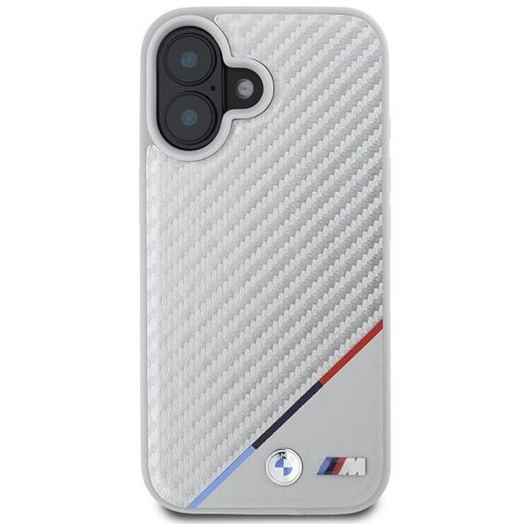 BMW BMW BMHMP16S23PUDTS iPhone 16 6.1" szary/grey hardcase M Carbon Tricolor Line MagSafe