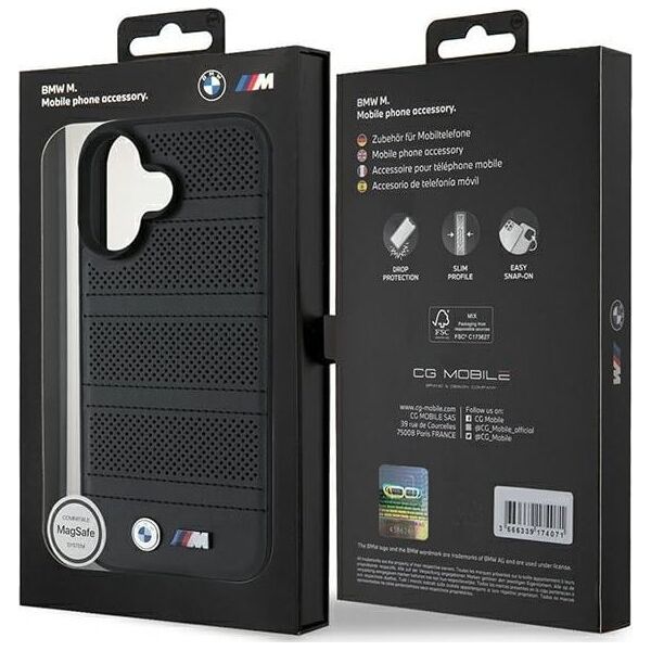 BMW BMW BMHMP16S23PUSPK iPhone 16 6.1" czarny/black hardcase M Perforated And Stitched Line MagSafe