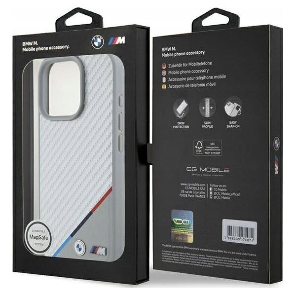 BMW BMW BMHMP16L23PUDTS iPhone 16 Pro 6.3" szary/grey hardcase M Carbon Tricolor Line MagSafe