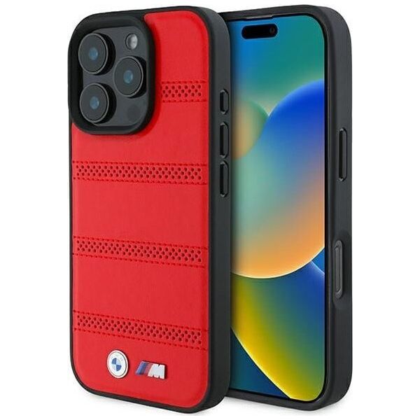 BMW BMW BMHMP16L23PUSPR iPhone 16 Pro 6.3" czerwony/red hardcase M Perforated And Stitched Line MagSafe