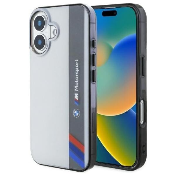 BMW BMW BMHCP16M23HTFEG iPhone 16 Plus 6.7" szary/grey hardcase Motosport IML Vertical Stripe