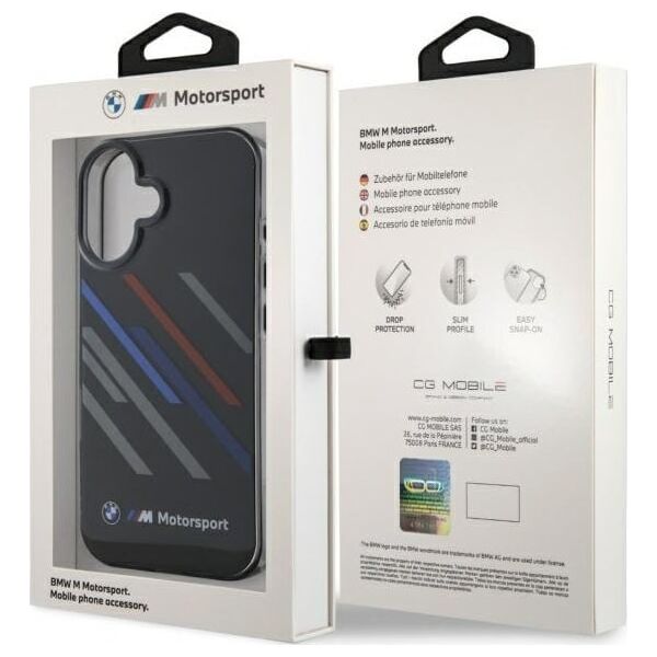 BMW BMW BMHCP16M23HTRAK iPhone 16 Plus 6.7" czarny/black hardcase Motosport IML Random Stripes
