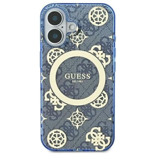 Guess Guess GUHMP16LH4PYEEB iPhone 16 Pro 6.3" niebieski/blue hardcase IML Peony On 4G Background MagSafe