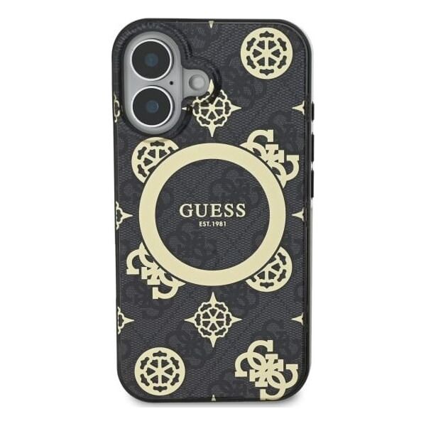 Guess Guess GUHMP16SH4PYEEK iPhone 16 6.1" czarny/black hardcase IML Peony On 4G Background MagSafe