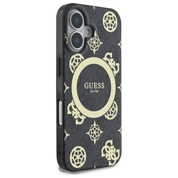 Guess Guess GUHMP16SH4PYEEK iPhone 16 6.1" czarny/black hardcase IML Peony On 4G Background MagSafe