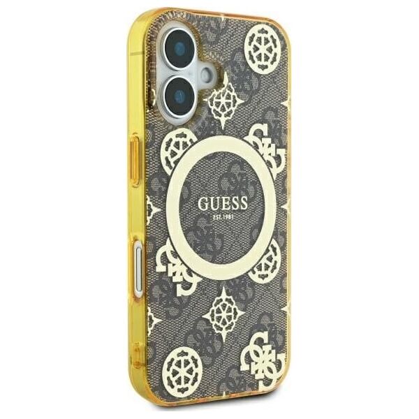 Guess Guess GUHMP16SH4PYEEW iPhone 16 6.1" brązowy/brown hardcase IML Peony On 4G Background MagSafe