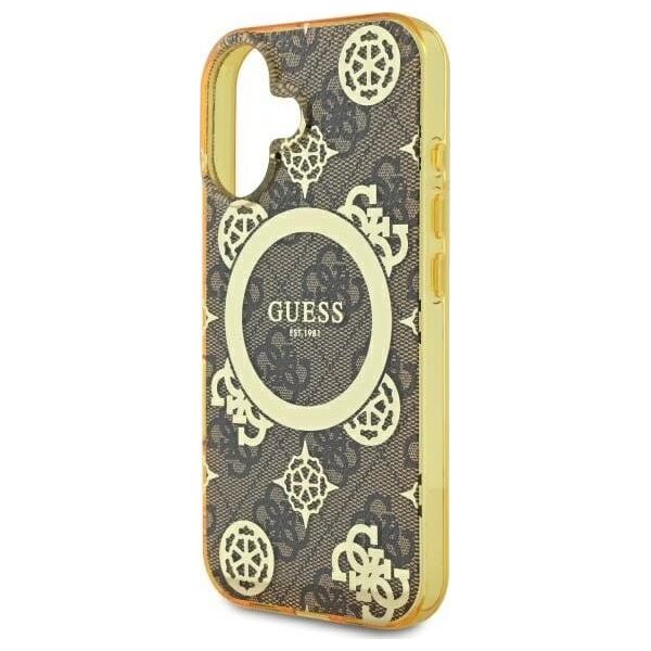 Guess Guess GUHMP16SH4PYEEW iPhone 16 6.1" brązowy/brown hardcase IML Peony On 4G Background MagSafe
