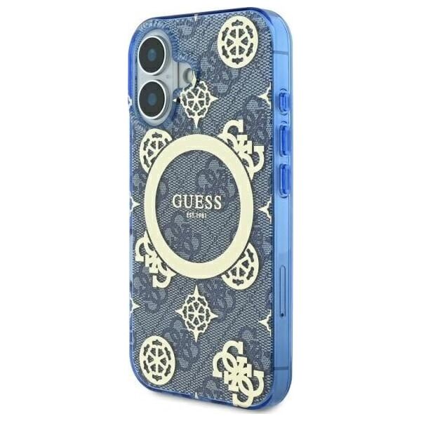 Guess Guess GUHMP16SH4PYEEB iPhone 16 6.1" niebieski/blue hardcase IML Peony On 4G Background MagSafe