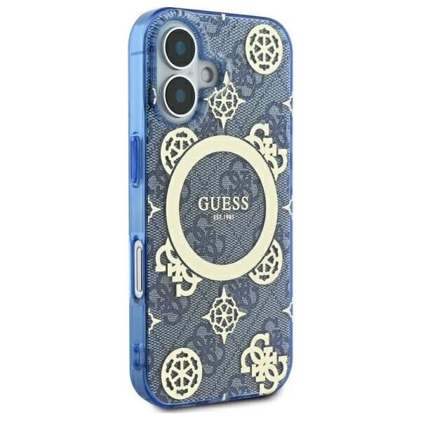 Guess Guess GUHMP16SH4PYEEB iPhone 16 6.1" niebieski/blue hardcase IML Peony On 4G Background MagSafe