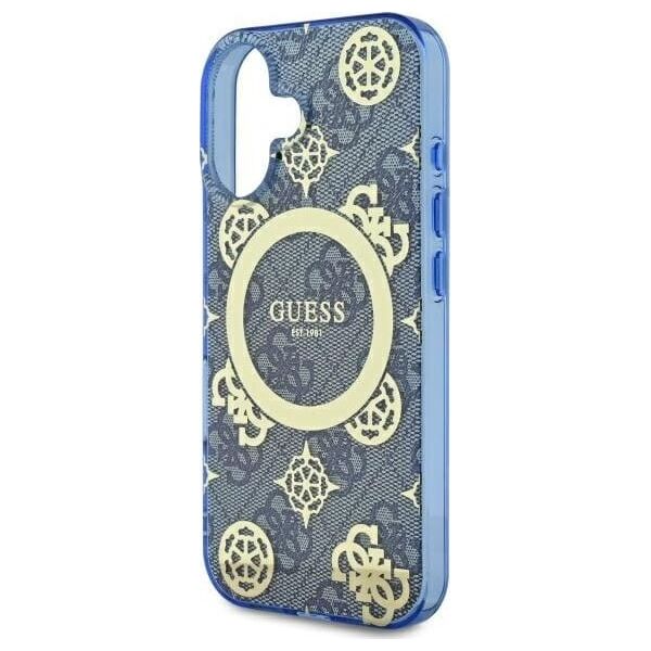 Guess Guess GUHMP16SH4PYEEB iPhone 16 6.1" niebieski/blue hardcase IML Peony On 4G Background MagSafe