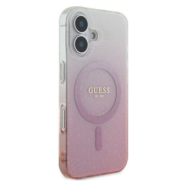 Guess Guess GUHMP16SHGRCELP iPhone 16 6.1" różowy/pink hardcase IML Glitter Gradient MagSafe