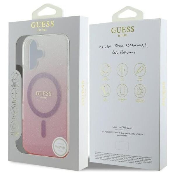 Guess Guess GUHMP16SHGRCELP iPhone 16 6.1" różowy/pink hardcase IML Glitter Gradient MagSafe