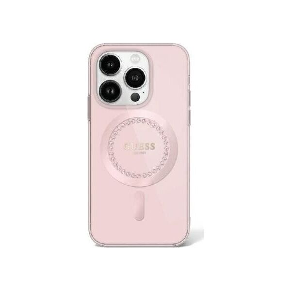 Guess Guess GUHMP16LPFTDTEP iPhone 16 Pro 6.3" różowy/pink hardcase IML Rhinestones MagSafe
