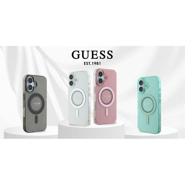 Guess Guess GUHMP16LPFTDTEP iPhone 16 Pro 6.3" różowy/pink hardcase IML Rhinestones MagSafe