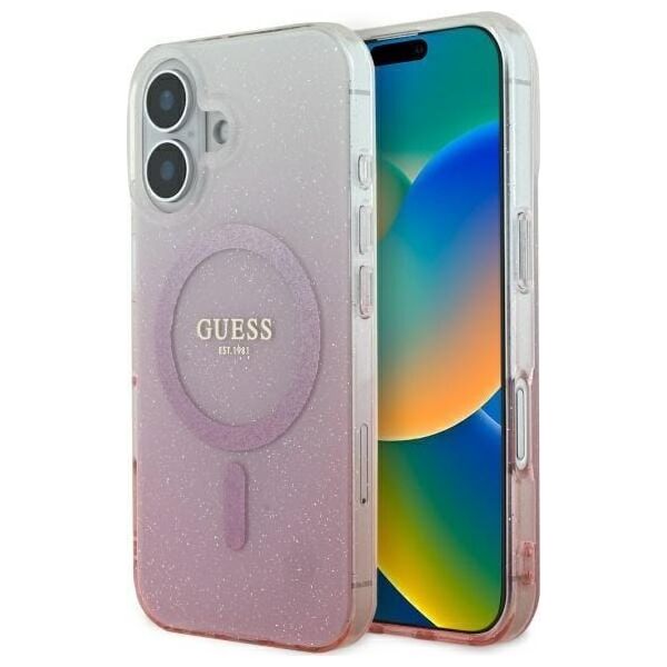 Guess Guess GUHMP16MHGRCELP iPhone 16 Plus 6.7" różowy/pink hardcase IML Glitter Gradient MagSafe