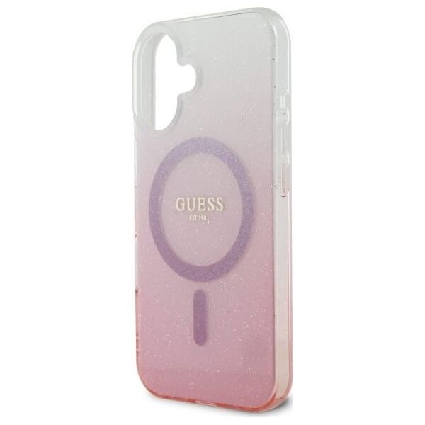 Guess Guess GUHMP16MHGRCELP iPhone 16 Plus 6.7" różowy/pink hardcase IML Glitter Gradient MagSafe