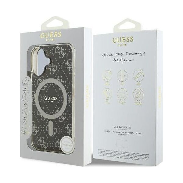 Guess Guess GUHMP16SH4DTEW iPhone 16 6.1" brązowy/brown hardcase IML 4G Background MagSafe