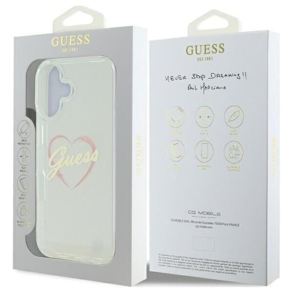 Guess Guess GUHCP16SHCHGSPT iPhone 16 6.1" przeźroczysty/transparent hardcase IML Heart