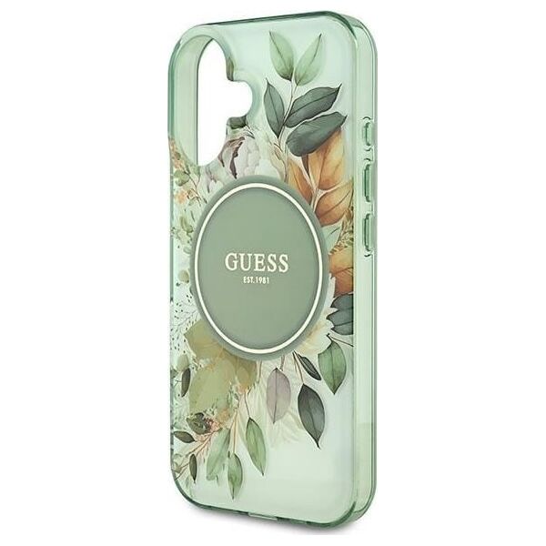 Guess Guess GUHMP16MHFWBDCEN iPhone 16 Plus 6.7" zielony/green hardcase IML Flower & Tonal Circle MagSafe